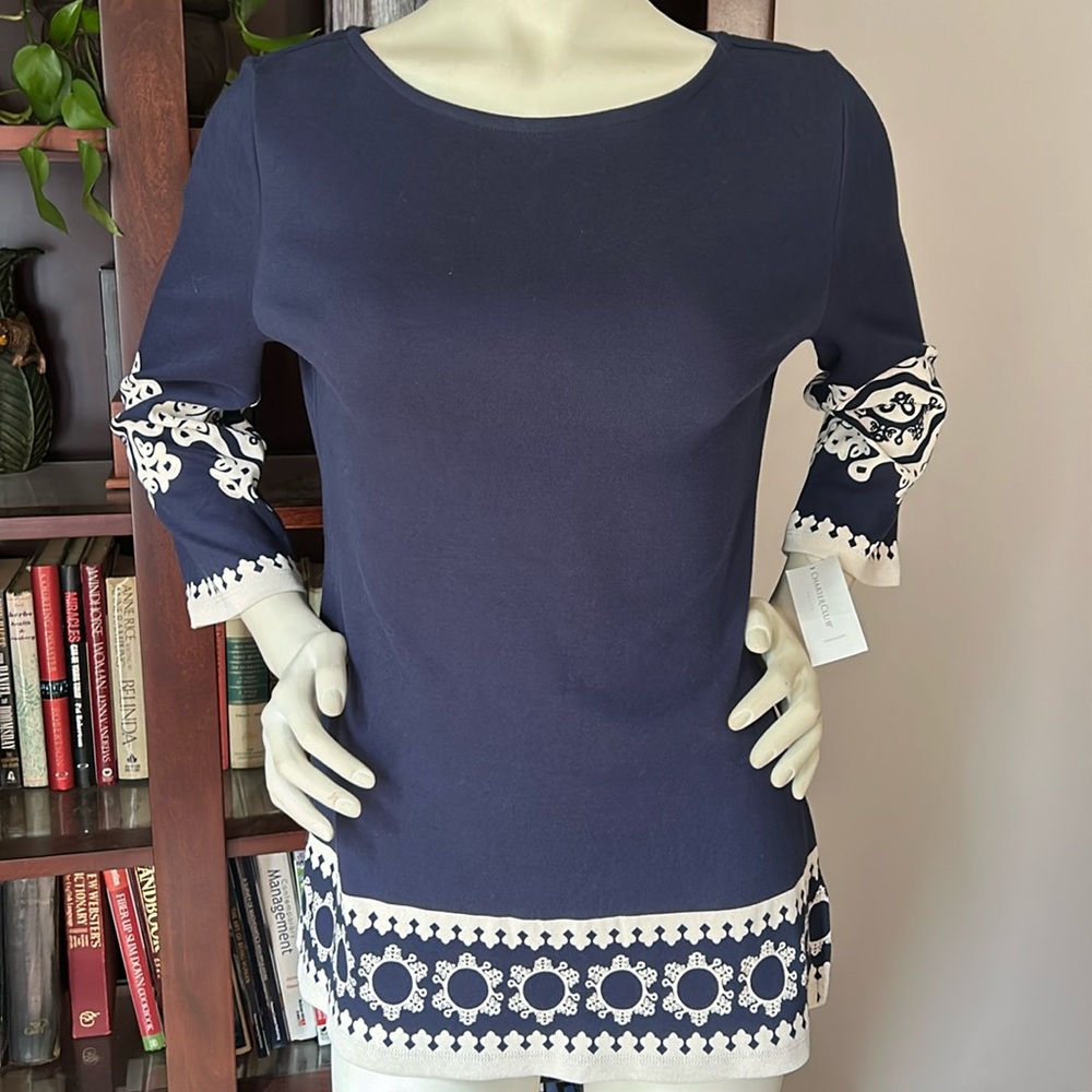 NWT Charter Club 3/4 Sleeve Top